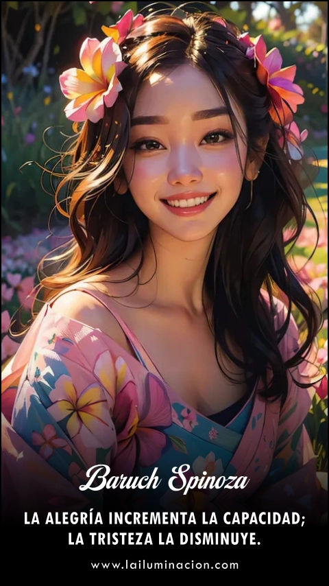«La alegría incrementa la capacidad; la tristeza la disminuye.» Frase de Baruch Spinoza