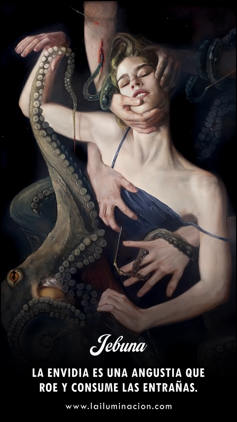 La envidia es una angustia que roe y consume las entrañas. Frase de Jebuna