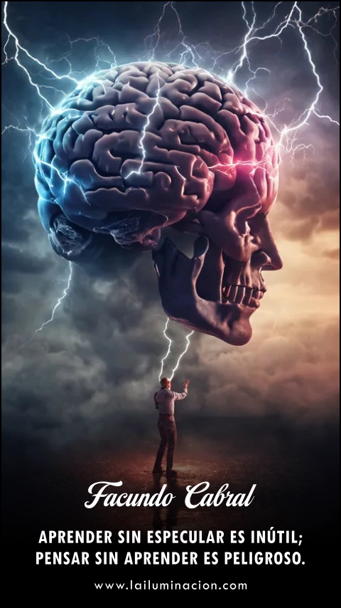 Aprender sin especular es inútil; pensar sin aprender es peligroso. Frase de Facundo Cabral