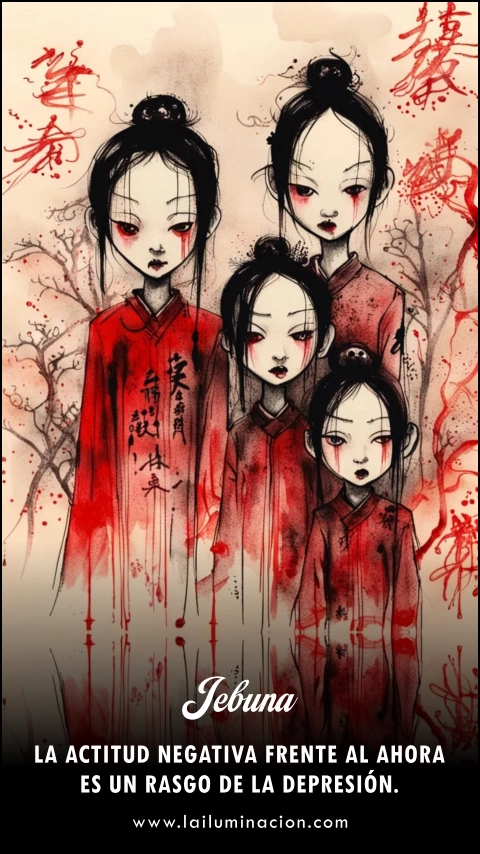La actitud negativa frente al ahora es un rasgo de la depresión. Frase de Jebuna