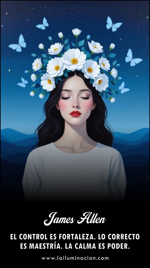 Imagen de la frase: El control es fortaleza. Lo correcto es maestría. La calma es poder.
