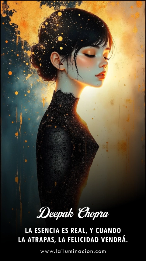 La esencia es real, y cuando la atrapas, la felicidad vendrá. Frase de Deepak Chopra
