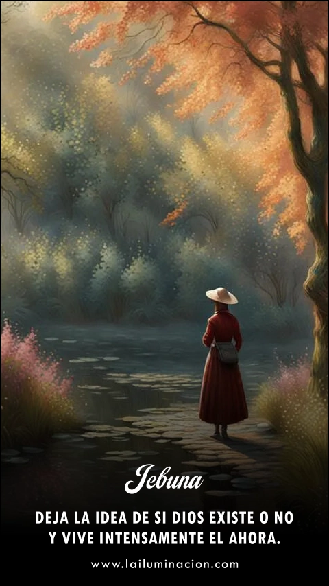 Deja la idea de si Dios existe o no y vive intensamente el ahora. Frase de Jebuna