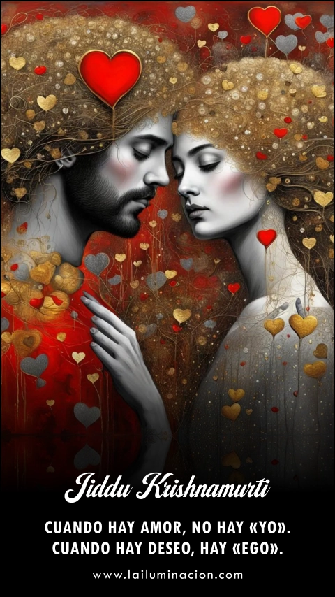 Imagen de la frase: Cuando hay amor, no hay «yo». Cuando hay deseo, hay «ego».