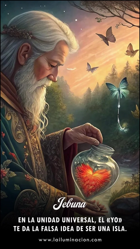 En la unidad universal, el «yo» te da la falsa idea de ser una isla. Frase de Jebuna