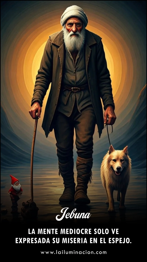 La mente mediocre solo ve expresada su miseria en el espejo. Frase de Jebuna