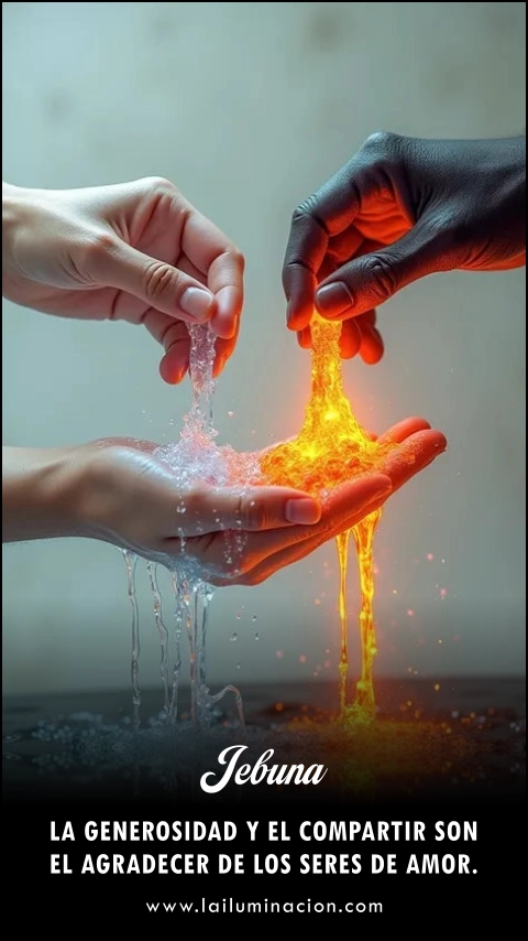 La generosidad y el compartir son el agradecer de los seres de amor. Frase de Jebuna