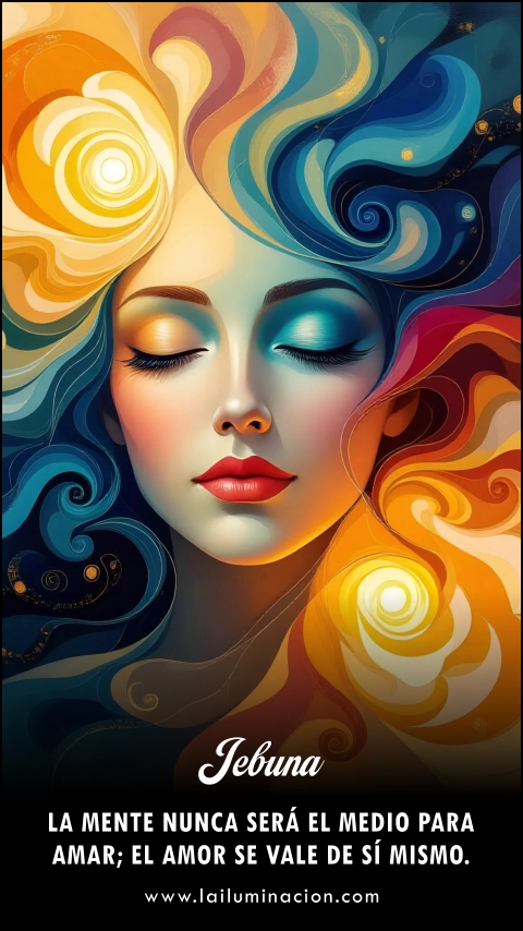 La mente nunca será el medio para amar; el amor se vale de sí mismo. Frase de Jebuna