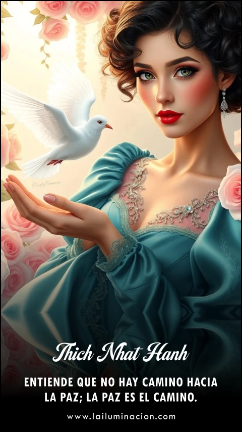 Entiende que no hay camino hacia la paz; la paz es el camino. Frase de Thich Nhat Hanh