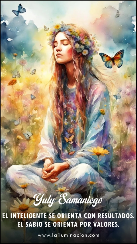 El inteligente se orienta con resultados. El sabio se orienta por valores. Frase de Yuly Samaniego