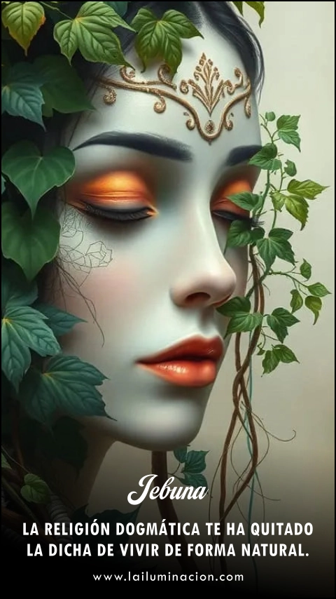 La religión con sus dogmas te ha quitado la dicha de vivir de forma natural. Frase de Jebuna