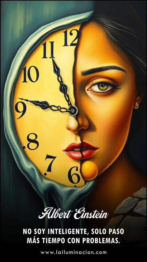 No soy inteligente, solo paso más tiempo con problemas. Frase de Albert Einstein
