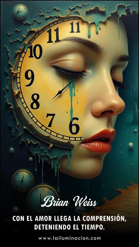 Con el amor llega la comprensión, deteniendo el tiempo. Frase de Brian Weiss