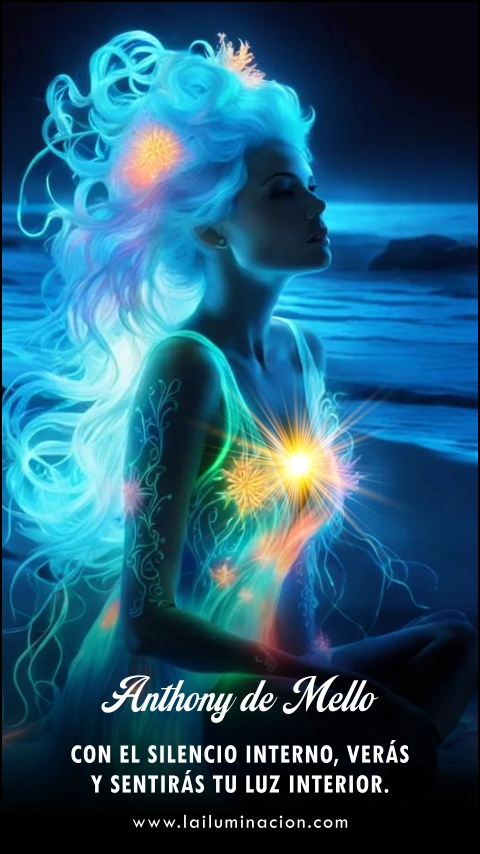 Imagen de la frase: Con el silencio interno, verás y sentirás tu luz interior.