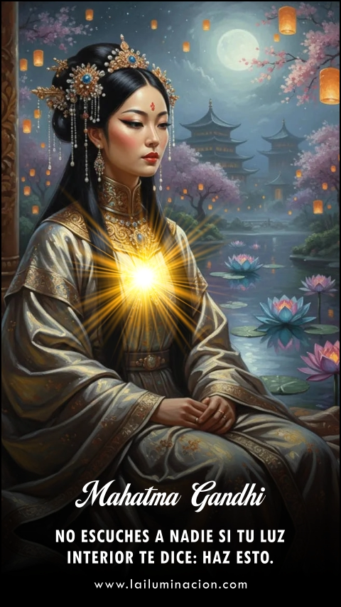 No escuches a nadie si tu luz interior te dice: Haz esto. Frase de Mahatma Gandhi