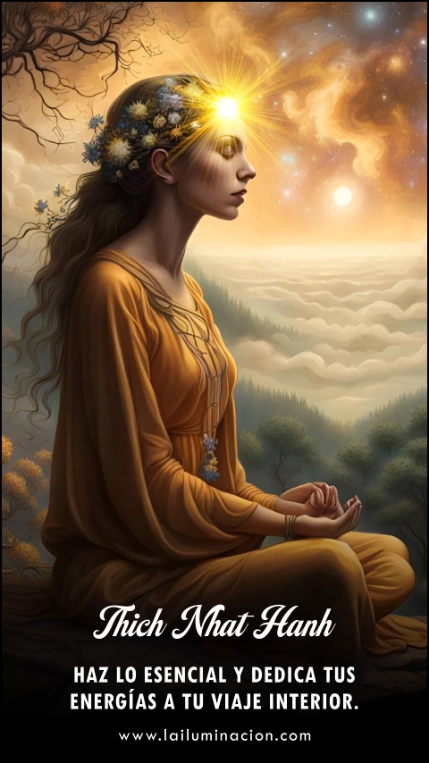 Haz lo esencial y dedica tus energías a tu viaje interior. Frase de Thich Nhat Hanh