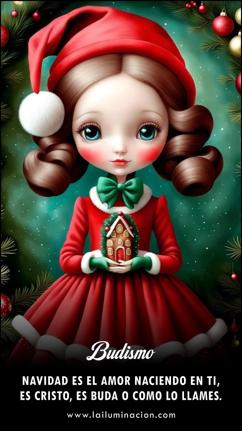 Navidad es el amor naciendo en ti, es Cristo, es Buda o como lo llames. Frase de Budismo