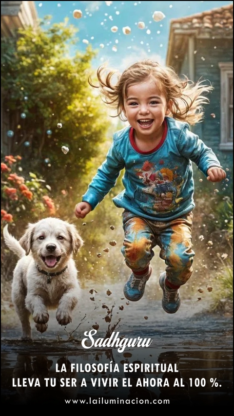 La filosofía espiritual lleva tu ser a vivir el ahora al 100 %. Frase de Sadhguru