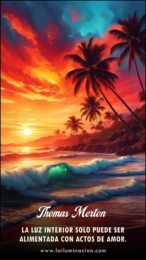 La luz interior solo puede ser alimentada con actos de amor. Frase de Thomas Merton