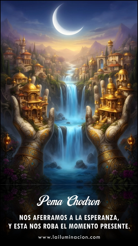 Imagen de la frase: Nos aferramos a la esperanza, y esta nos roba el momento presente.