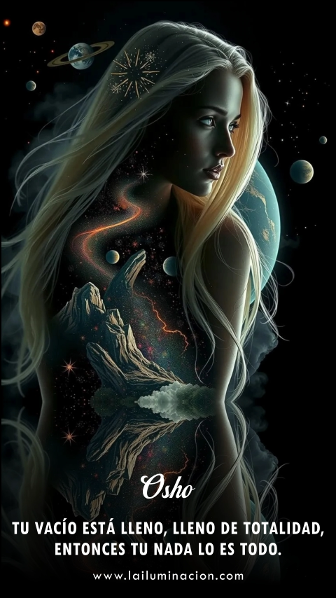 Tu vacío está lleno, lleno de totalidad, entonces tu nada lo es todo. Frase de Osho