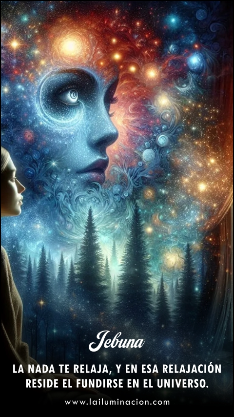 La nada te relaja, y en esa relajación reside el fundirse en el Universo. Frase de Jebuna