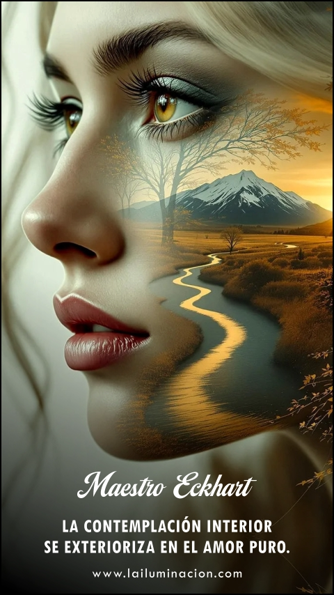 La contemplación interior se exterioriza en el amor puro. Frase de Maestro Eckhart