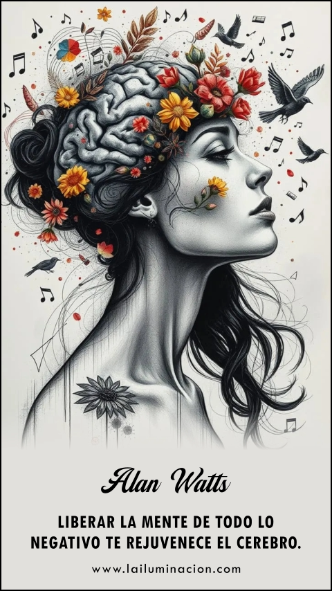 Imagen de la frase: Liberar la mente de todo lo negativo te rejuvenece el cerebro.