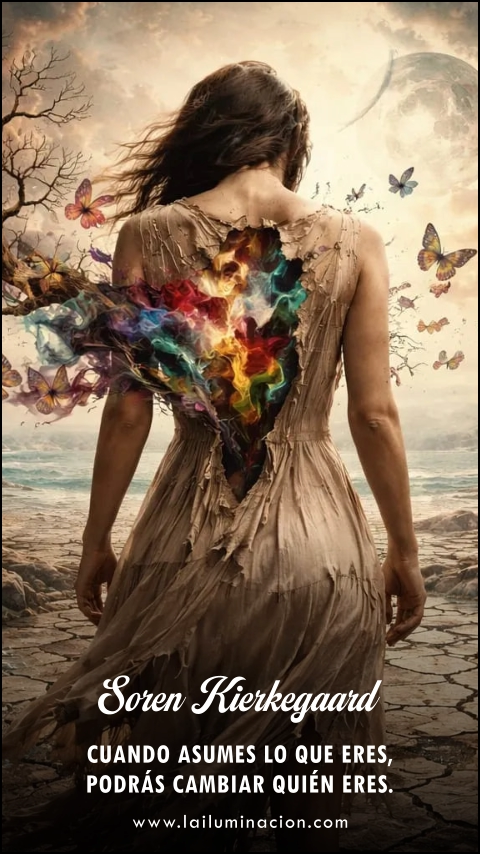 Cuando asumes lo que eres, podrás cambiar quién eres. Frase de Soren Kierkegaard