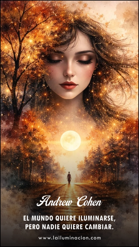 El mundo quiere iluminarse, pero nadie quiere cambiar. Frase de Andrew Cohen