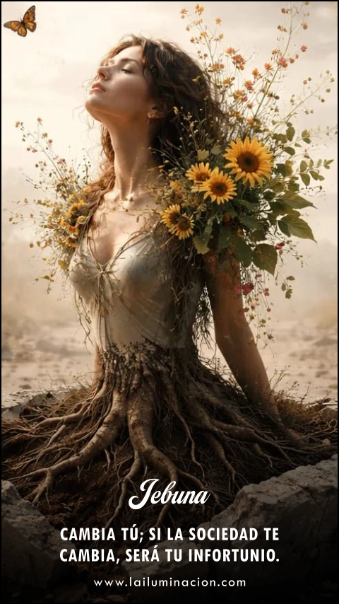 Cambia tú; si la sociedad te cambia, será tu infortunio. Frase de Jebuna