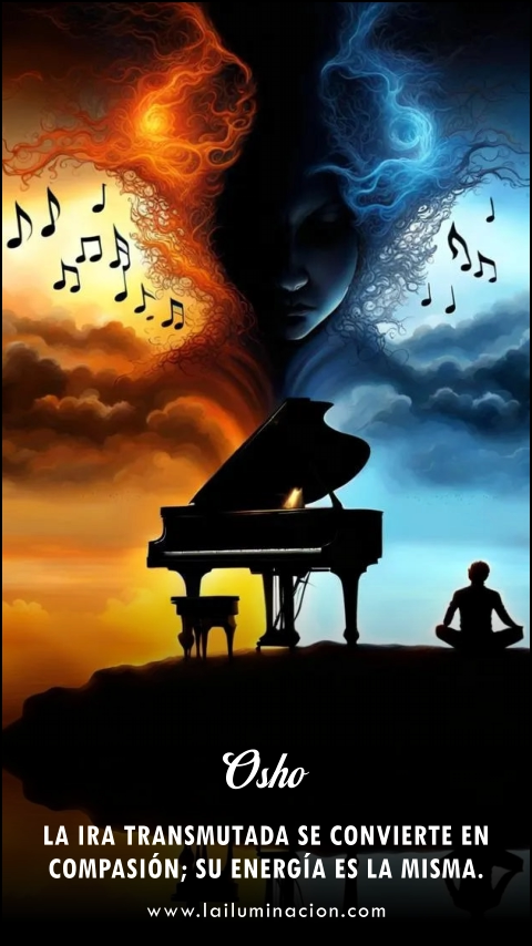 La ira transmutada se convierte en compasión; su energía es la misma. Frase de Osho