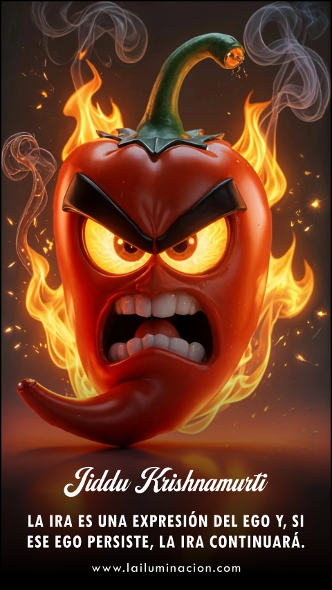 La ira es una expresión del ego y, si ese ego persiste, la ira continuará. Frase de Jiddu Krishnamurti