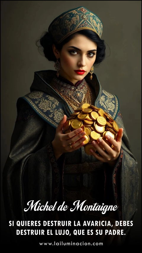 Si quieres destruir la avaricia, debes destruir el lujo, que es su padre. Frase de Michel De Montaigne