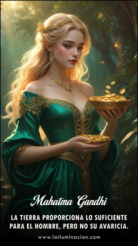La tierra proporciona lo suficiente para el hombre, pero no su avaricia. Frase de Mahatma Gandhi
