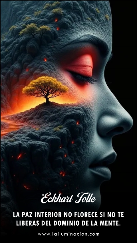Imagen de la frase: La paz interior no florece si no te liberas del dominio de la mente.