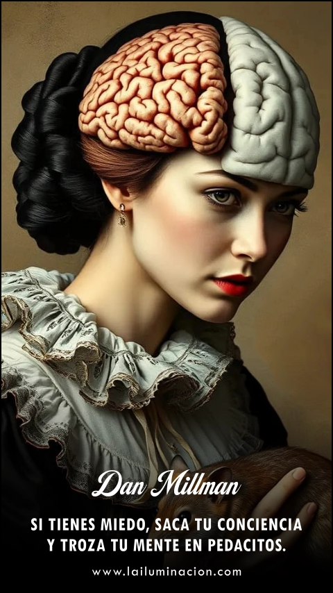 Si tienes miedo, saca tu conciencia y troza tu mente en pedacitos. Frase de Dan Millman