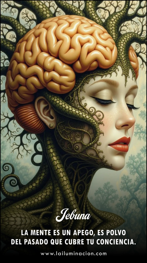 La mente es un apego, es polvo del pasado que cubre tu conciencia. Frase de Jebuna