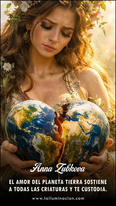 El amor del planeta Tierra sostiene a todas las criaturas y te custodia. Frase de Anna Zubkova