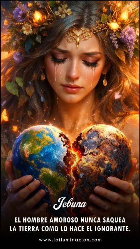 El hombre amoroso nunca saquea la tierra como lo hace el ignorante. Frase de Jebuna