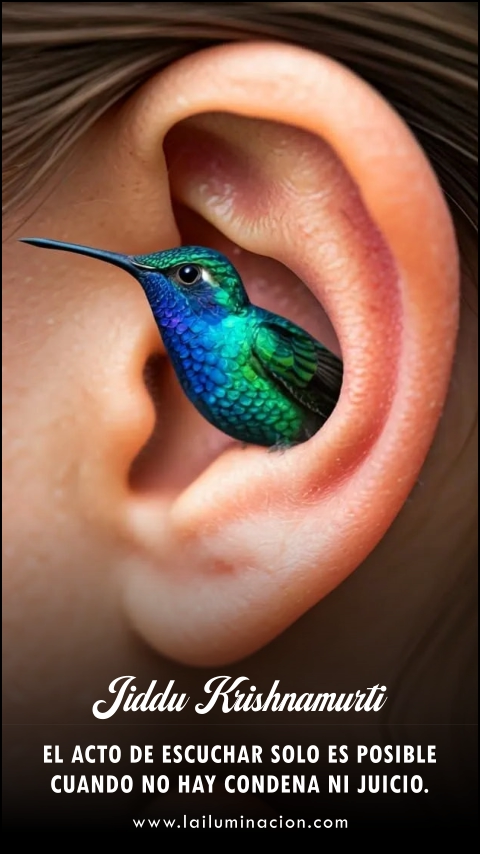 El acto de escuchar solo es posible cuando no hay condena ni juicio. Frase de Jiddu Krishnamurti