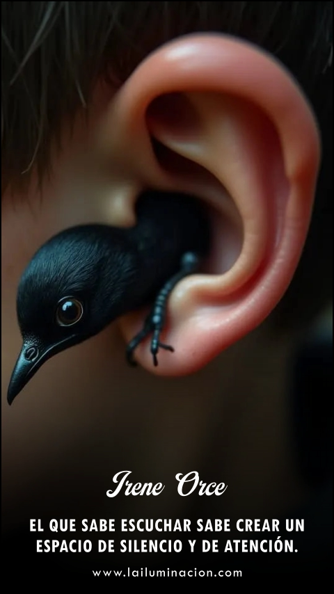 El que sabe escuchar sabe crear un espacio de silencio y de atención. Frase de Irene Orce