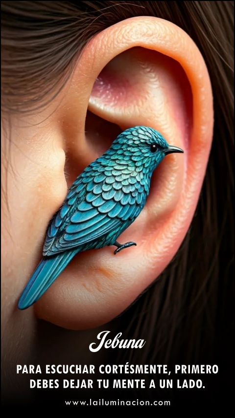 Para escuchar cortésmente, primero debes dejar tu mente a un lado. Frase de Jebuna