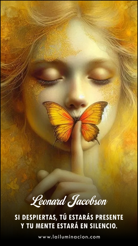 Si despiertas, tú estarás presente y tu mente estará en silencio. Frase de Leonard Jacobson