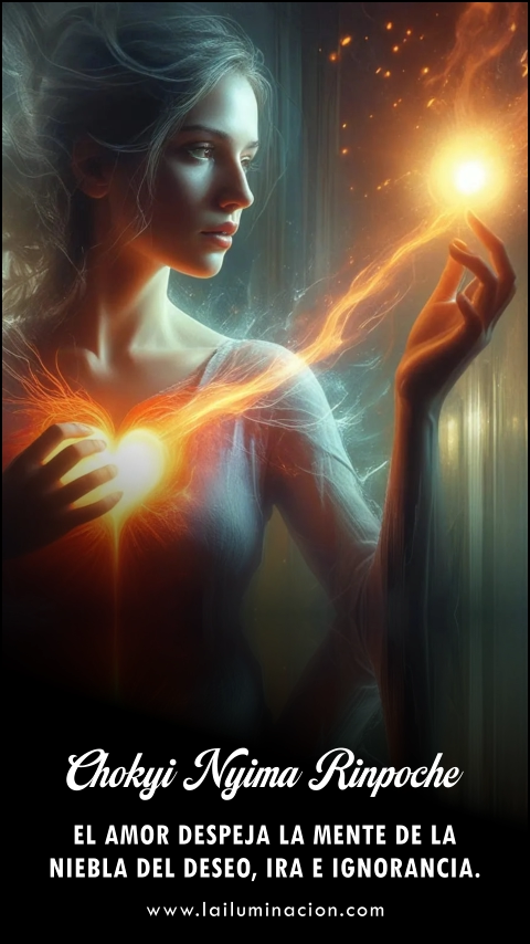 Imagen de la frase: El amor despeja la mente de la niebla del deseo, ira e ignorancia.