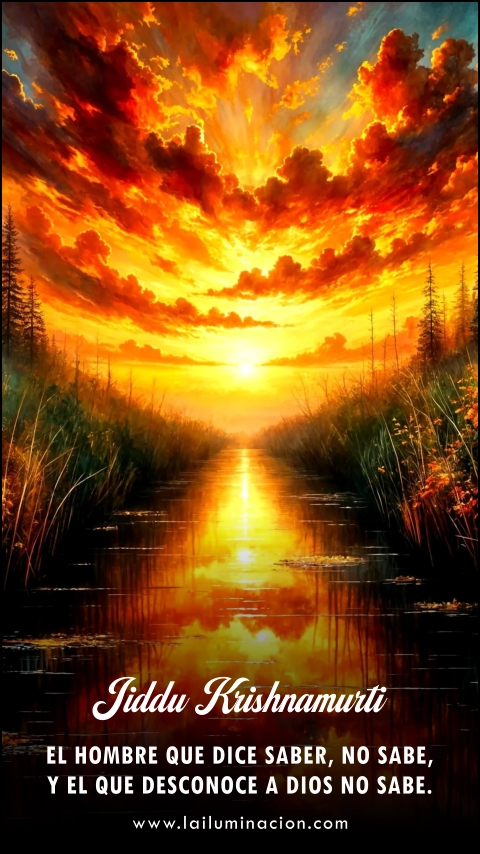 El hombre que dice saber, no sabe, y el que desconoce a Dios no sabe. Frase de Jiddu Krishnamurti