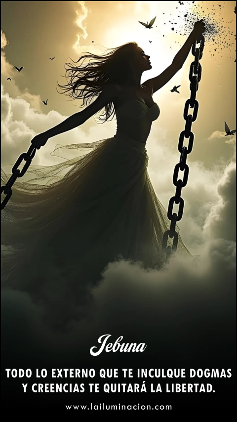 Todo lo externo que te inculque dogmas y creencias te quitará la libertad. Frase de Jebuna