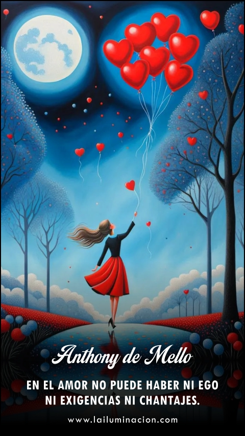 En el amor no puede haber ni ego ni exigencias ni chantajes. Frase de Anthony De Mello