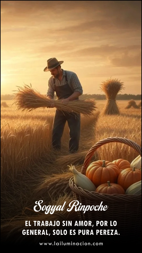 El trabajo sin amor, por lo general, solo es pura pereza. Frase de Sogyal Rinpoche