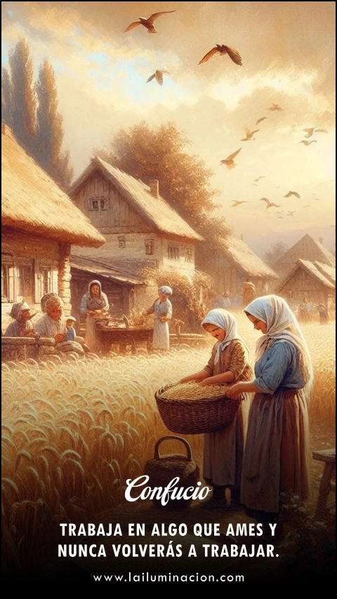 Trabaja en algo que ames y nunca volverás a trabajar. Frase de Confucio